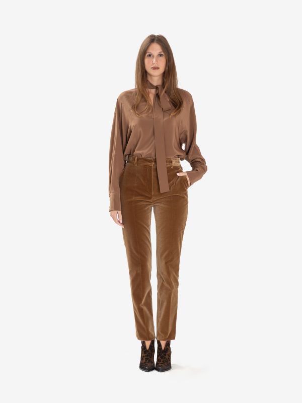 MAX MARA STUDIO Blusa m/l seta con sciarpetta 