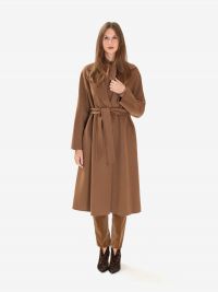 MAX MARA STUDIO Cappotto lana con cintura Marrone
