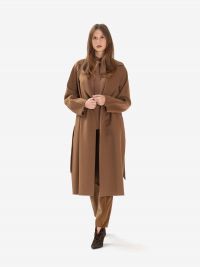 MAX MARA STUDIO Cappotto lana con cintura Marrone