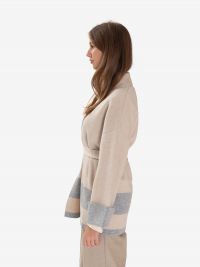 MAX MARA STUDIO Cardigan lungo con cintura beige/grigio 