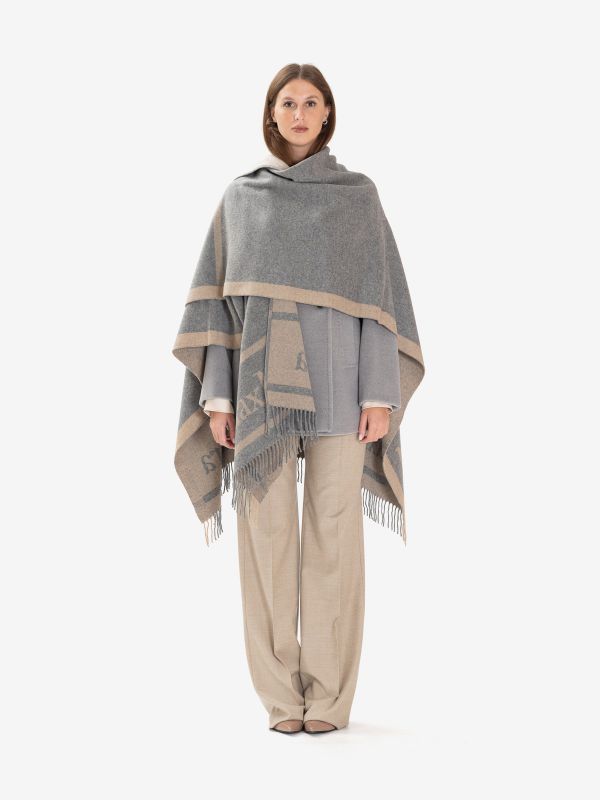 MAX MARA STUDIO Mantella con frange Grigio