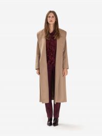 MAX MARA STUDIO Cappotto lungo lana con cintura Cammello