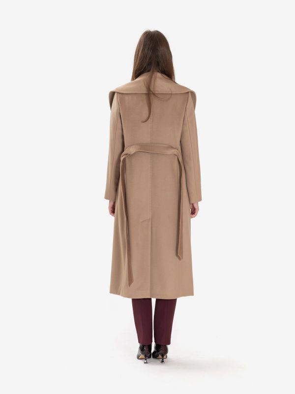 MAX MARA STUDIO Cappotto lungo lana con cintura Cammello