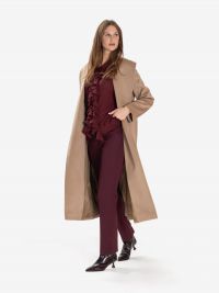 MAX MARA STUDIO Cappotto lungo lana con cintura Cammello