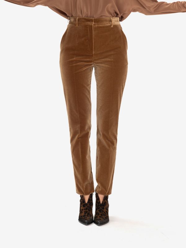 MAX MARA STUDIO Pantalone velluto a sigaretta Marrone