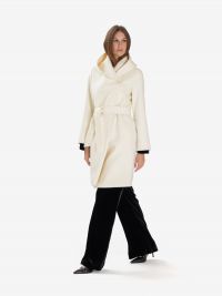 MAX MARA STUDIO Cappotto corto con cintura e cappuccio Panna