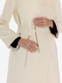 MAX MARA STUDIO Cappotto corto con cintura e cappuccio Panna