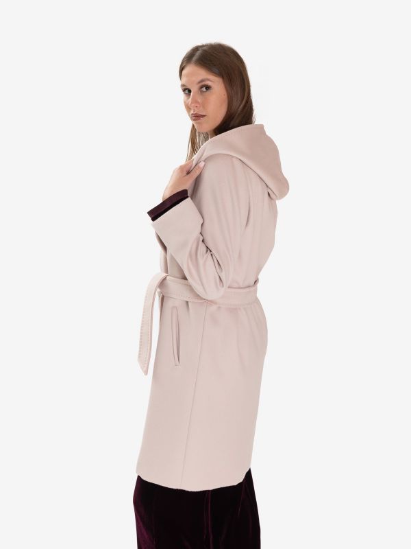 MAX MARA STUDIO Cappotto corto con cintura e cappuccio Rosa