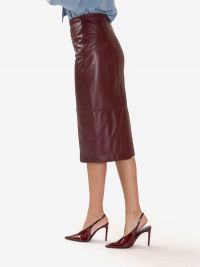 MAX MARA STUDIO Gonna tubino longuette pelle Bordeaux