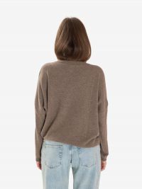 VANISE' Maglione scollo a v con dettaglio perle Tortora