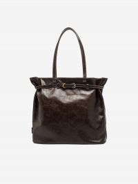 GIANNI CHIARINI Astrid- borsa grande due manici con fibbia pelle lucida Marrone