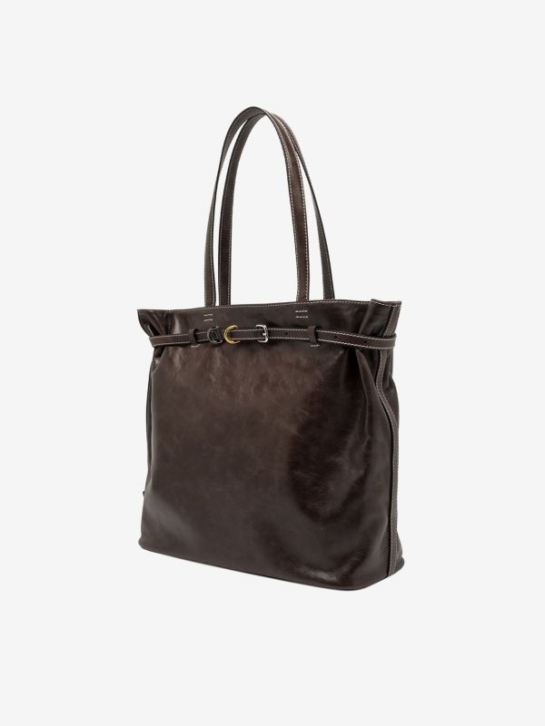 GIANNI CHIARINI Astrid- borsa grande due manici con fibbia pelle lucida Marrone