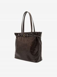 GIANNI CHIARINI Astrid- borsa grande due manici con fibbia pelle lucida Marrone