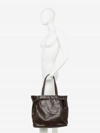 GIANNI CHIARINI Astrid- borsa grande due manici con fibbia pelle lucida Marrone