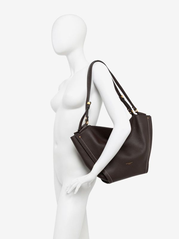 GIANNI CHIARINI Bloom: borsa grande due manici pelle Testa di moro