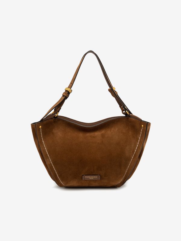 GIANNI CHIARINI Bloom: borsa due manici camoscio media Cuoio