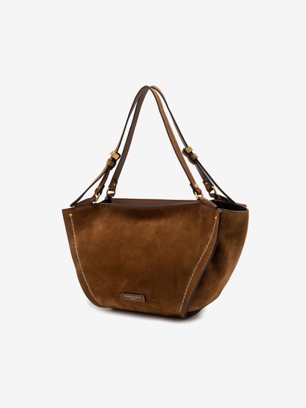 GIANNI CHIARINI Bloom: borsa due manici camoscio media Cuoio