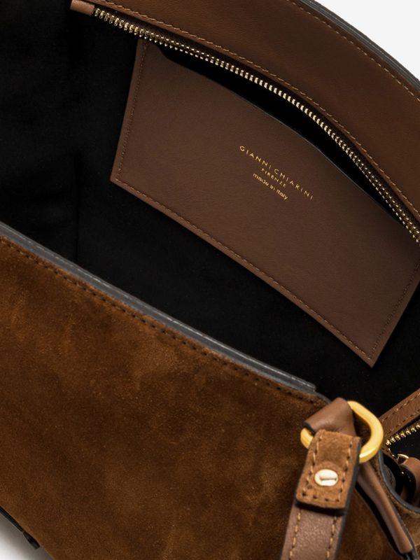GIANNI CHIARINI Bloom: borsa due manici camoscio media Cuoio