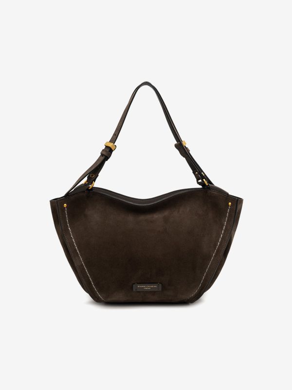GIANNI CHIARINI Bloom: borsa due manici camoscio media Marrone