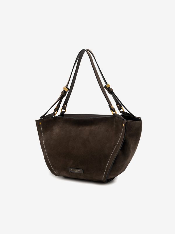 GIANNI CHIARINI Bloom: borsa due manici camoscio media Marrone