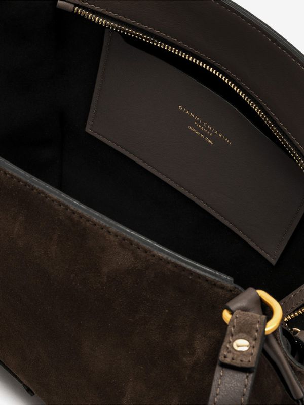 GIANNI CHIARINI Bloom: borsa due manici camoscio media Marrone