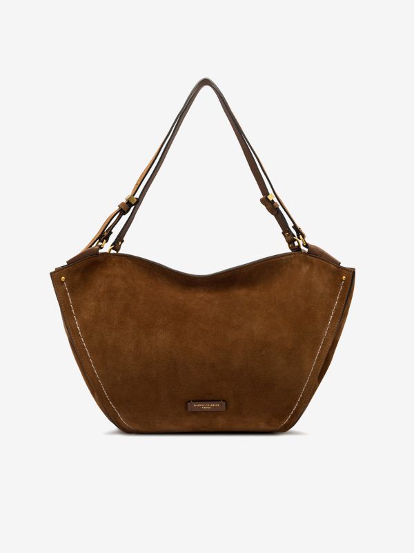 GIANNI CHIARINI Bloom: borsa grande due manici camoscio Marrone