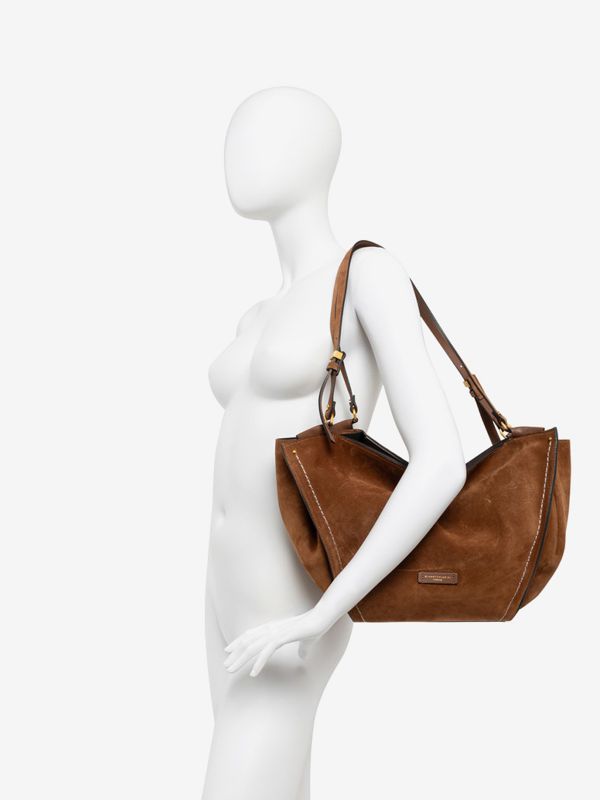 GIANNI CHIARINI Bloom: borsa grande due manici camoscio Marrone