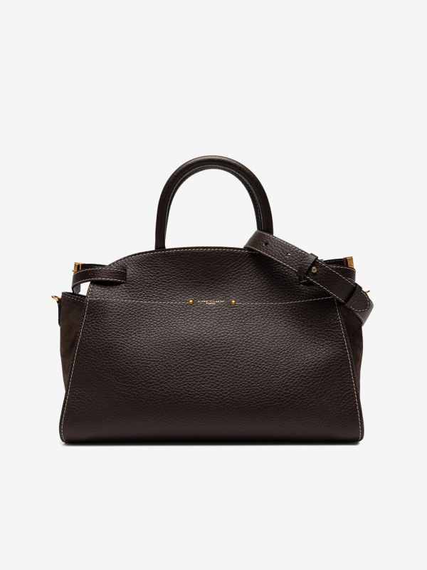 GIANNI CHIARINI Farah: borsa grande due manici pelle e camoscio Testa di moro