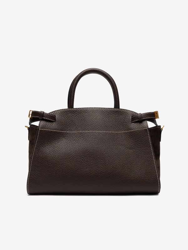 GIANNI CHIARINI Farah: borsa grande due manici pelle e camoscio Testa di moro