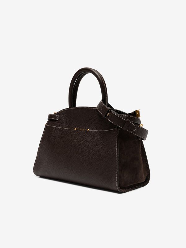 GIANNI CHIARINI Farah: borsa grande due manici pelle e camoscio Testa di moro