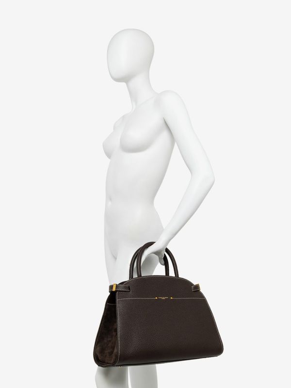 GIANNI CHIARINI Farah: borsa grande due manici pelle e camoscio Testa di moro