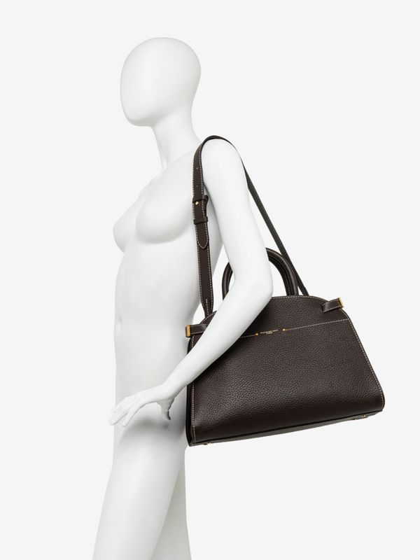 GIANNI CHIARINI Farah: borsa grande due manici pelle e camoscio Testa di moro