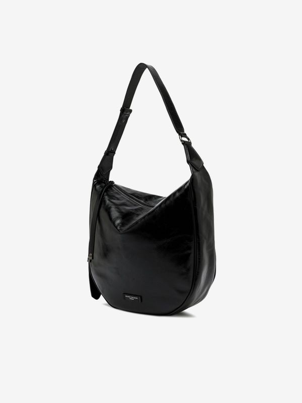 GIANNI CHIARINI Charlotte: mezzaluna pelle lucida grande Nero