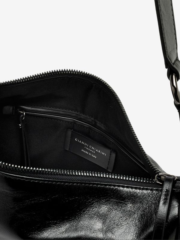 GIANNI CHIARINI Charlotte: mezzaluna pelle lucida grande Nero