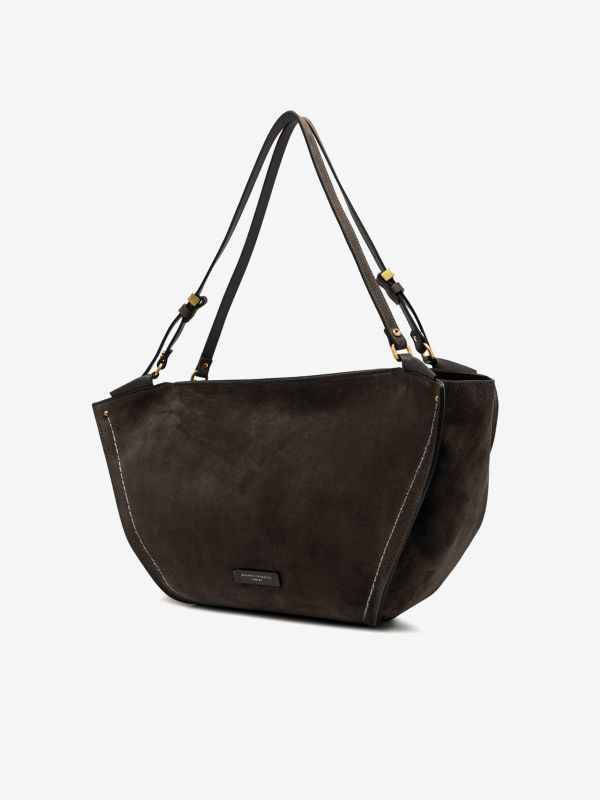 GIANNI CHIARINI Bloom: borsa grande due manici camoscio Testa di moro