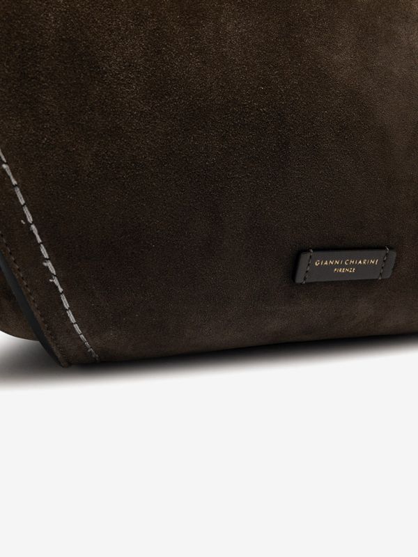 GIANNI CHIARINI Bloom: borsa grande due manici camoscio Testa di moro