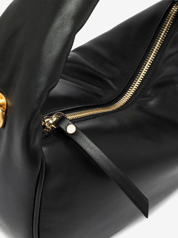 GIANNI CHIARINI Kim: borsa un manico mezzaluna piccola pelle liscia Nero