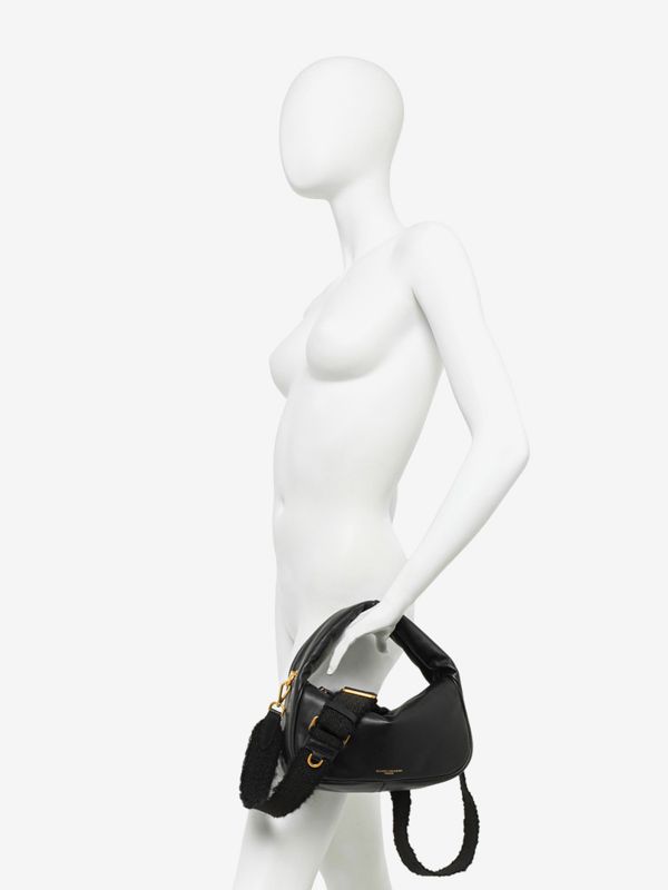 GIANNI CHIARINI Kim: borsa un manico mezzaluna piccola pelle liscia Nero