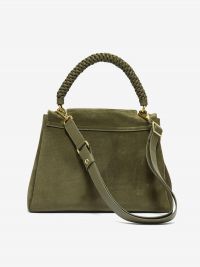 ORCIANI Sveva media camoscio + manico intrecciato Verde oliva