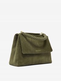 ORCIANI Sveva media camoscio + manico intrecciato Verde oliva