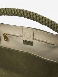 ORCIANI Sveva media camoscio + manico intrecciato Verde oliva