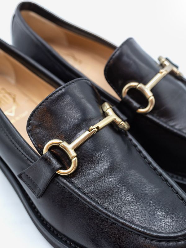 FRANCO RUSSO Mocassino con morsetto pelle Nero