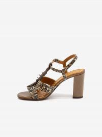 CHIE MIHARA Sandalo tc 8 cm pitonato con foglia Testa di moro