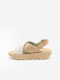 4CS Sandalo intrecciato fondo gomma bianco/beige 