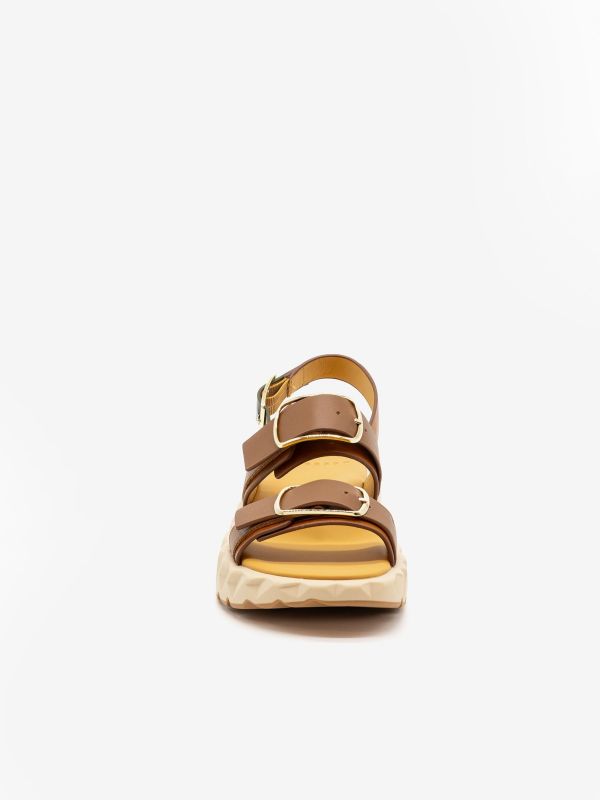 4CS Sandalo doppia fascia con fibbie Cuoio