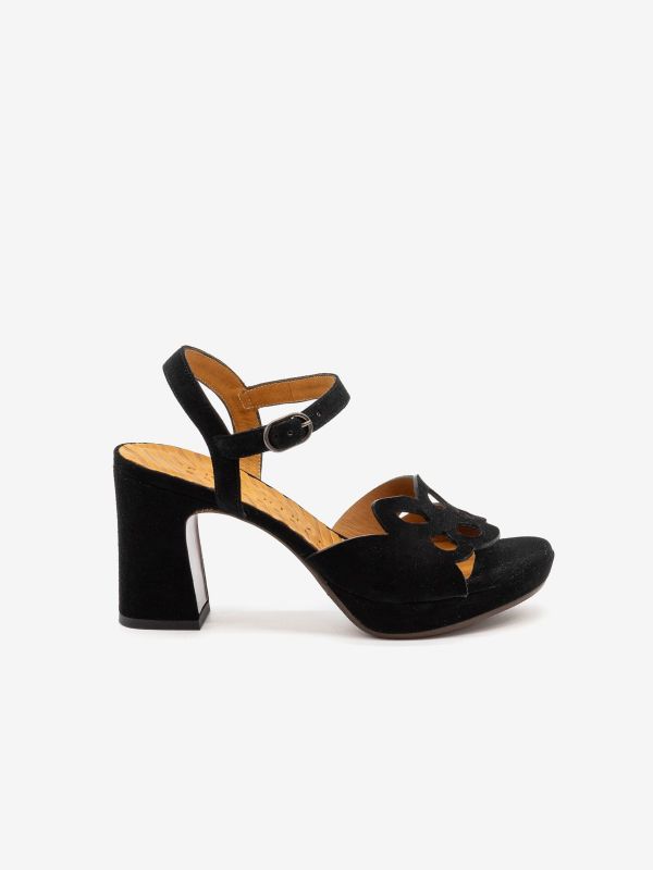 CHIE MIHARA Sandalo tc 8 cm con plateau camoscio Nero