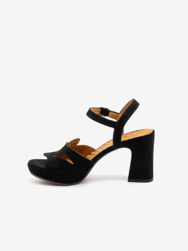 CHIE MIHARA Sandalo tc 8 cm con plateau camoscio Nero