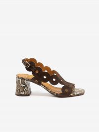 CHIE MIHARA Sandalo tc 5 cm pitonato + camoscio Testa di moro