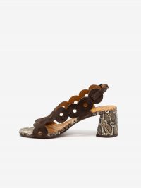 CHIE MIHARA Sandalo tc 5 cm pitonato + camoscio Testa di moro