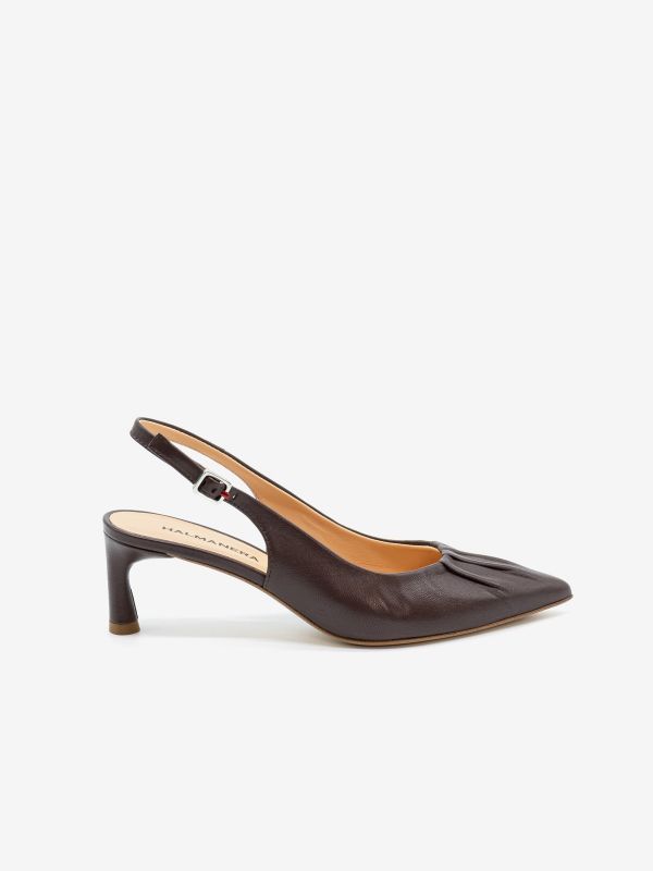 HALMANERA Slingback tc 5 cm pelle Marrone